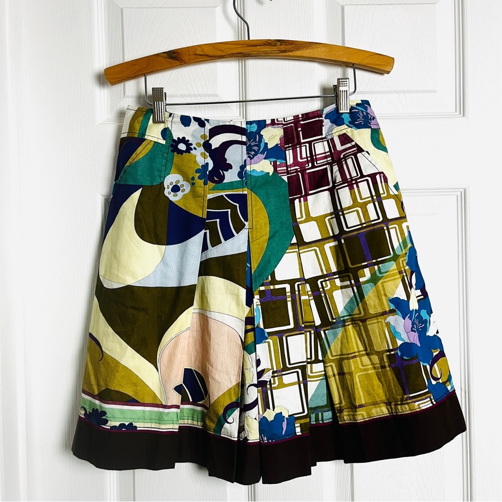 Allure Noir Y2K Abstract Print Cotton Midi Skirt • Size 6